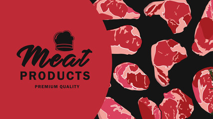 Meat poster illustration design template