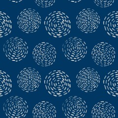 dark blue seamless pattern with white hand-draw concentric circles