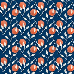 seamless pattern of orange with dark blue background