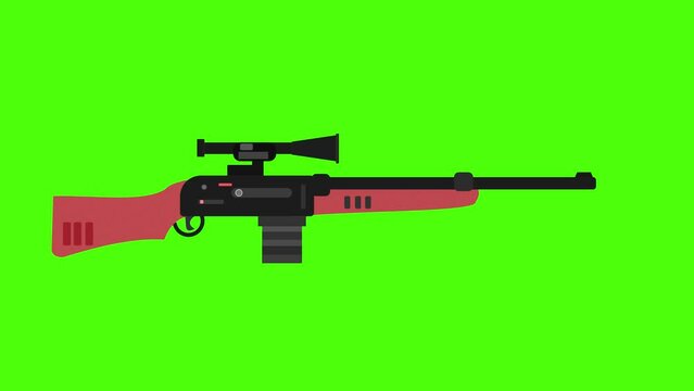 M24 sniper rifle with scope shooting animation with explosion effect on green screen