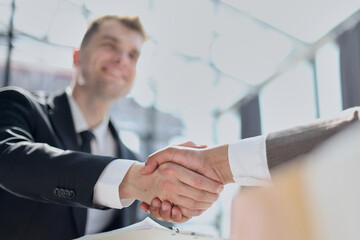 closeup of handshake of business partners