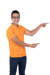 young man pointing