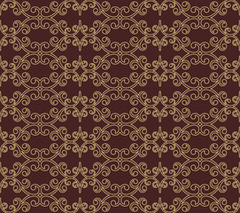 Classic seamless brown and golden vector pattern. Damask orient ornament. Classic vintage background. Orient pattern for fabric, wallpapers and packaging