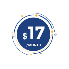 17 dollar price tag. 17$ dollar USD price symbol. price 17 Dollar sale banner in USD. Business or shopping promotion marketing concept
