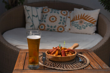 Beer and fried snacks. Assorted snacks for beer
