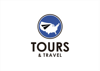 tours travel logo plane earth globe