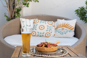 Beer and fried snacks. Assorted snacks for beer