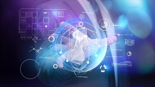 Man and NFT panel with graphic elements