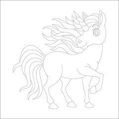 funny unicorn coloring page fore kids 
