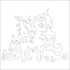 funny unicorn coloring page fore kids 
