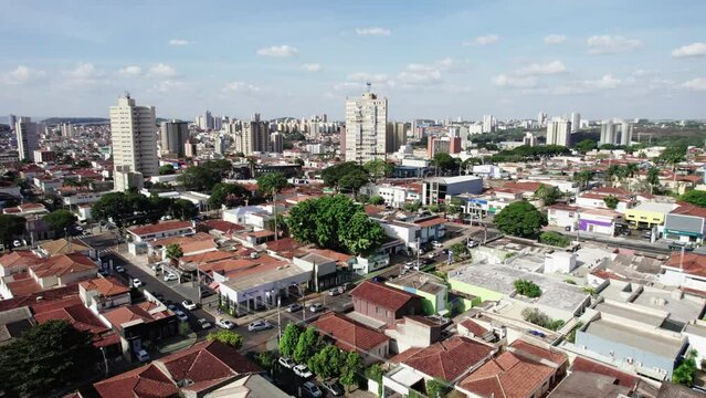 Ribeir&atilde;o Preto, S&atilde;o Paulo, Brazil - Circa June 2022: Aerial image of the city of Ribeirao Preto. Av. Nove de Julho