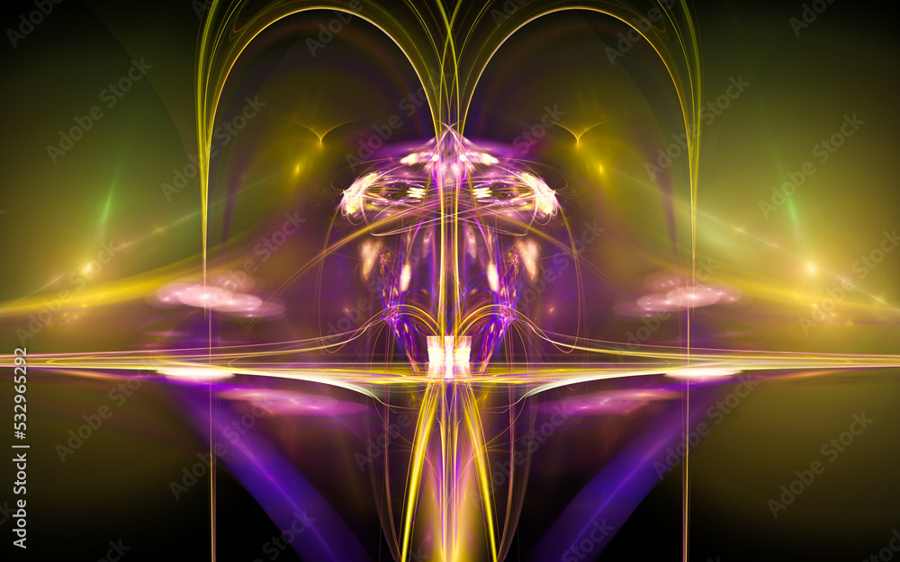 Aufkleber digital illustration abstract image generated fractal background image wallpaper pattern of various geometric shapes and lines of various colors for computer graphics or web design
