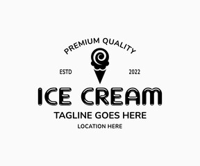 Ice cream logo icon. Vintage Ice cream logo vector illustration