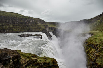 Gullfoss waterfall on the Hvita river, golden circle area, Iceland, Europe. 