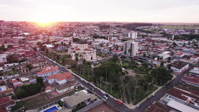 Batatais, Sao Paulo, Brazil - Circa June 2022: Aerial image of Batatais city