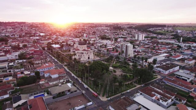 Batatais, Sao Paulo, Brazil - Circa June 2022: Aerial image of Batatais city