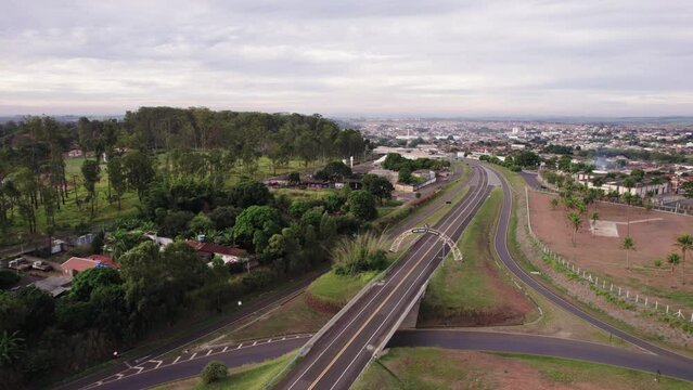 Batatais, Sao Paulo, Brazil - Circa June 2022: Aerial image of Batatais city