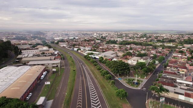 Batatais, Sao Paulo, Brazil - Circa June 2022: Aerial image of Batatais city