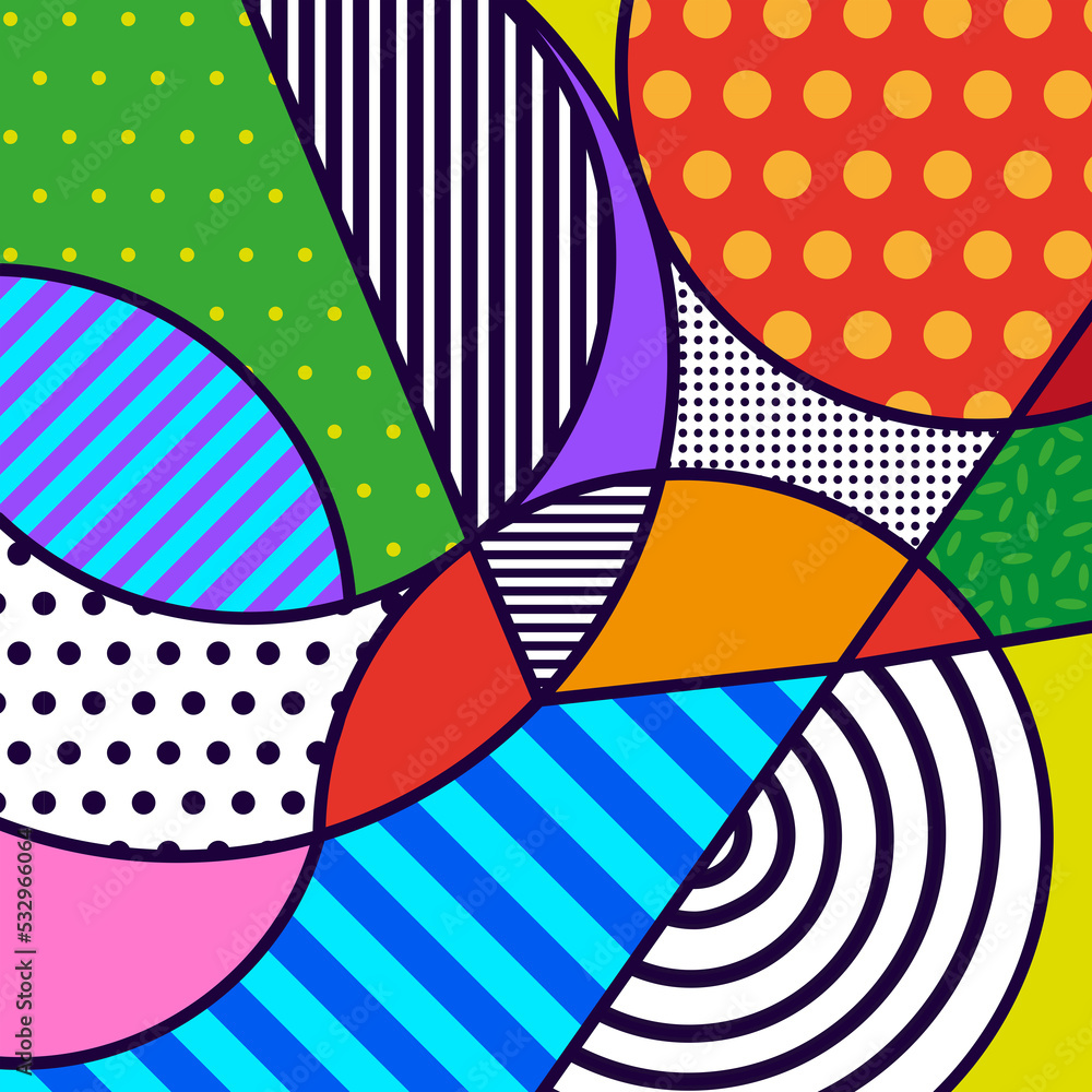Wall mural pop art vector image. pop-art geometric colourful.color splash abstract background for design.