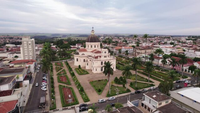 Batatais, Sao Paulo, Brazil - Circa June 2022: Aerial image of Batatais city