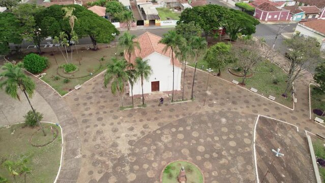 Brodowski, S&atilde;o Paulo , Brazil - Circa june 2022: Aerial image of Brodowski city, Main City Square