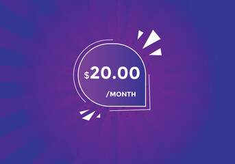 20 dollar price tag. 20$ dollar USD price symbol. price 20 Dollar sale banner in USD. Business or shopping promotion marketing concept
