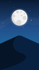 Obraz premium vector desert illustration, full moon, portrait background.
