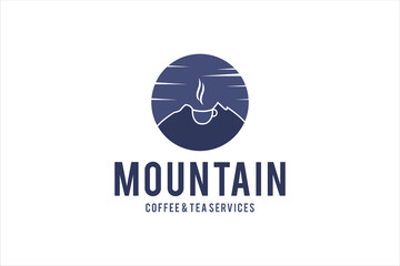 mountain coffee tea service drink business logo design high ground