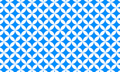 Simple blue and white elegant pattern with petal shape motif. ‘Flower of life’ geometrical vector pattern