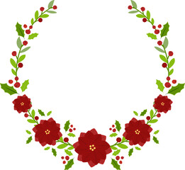 christmas poinsettia flower minimal wreath
