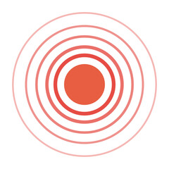 Red rings. Symbol of physical pain concept. Medical design. Spot pain. Vector illustration. Isolated on transparent background.