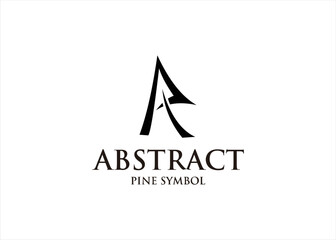 R logo design with abstract pine tree