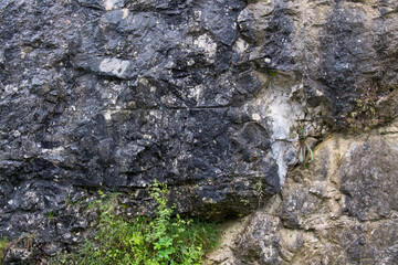 closeup two different stones rock wall background