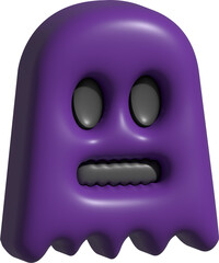 3D Realistic happy halloween banner or party invitation background with paper cut style ghost with gradient
