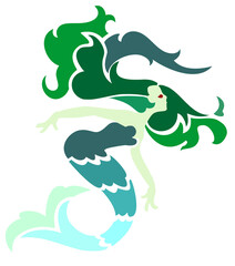 Fototapeta premium Abstract mermaid in deep water