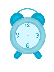 Blue alarm clock isolated. Cute a clock.