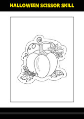 Halloween scissor skill for kids. Halloween scissor skill coloring page for kids.