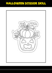 Halloween scissor skill for kids. Halloween scissor skill coloring page for kids.