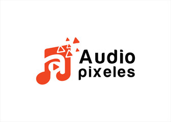 letter A audio video pixel media initial name colorful sign symbol logo design