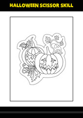 Halloween scissor skill for kids. Halloween scissor skill coloring page for kids.