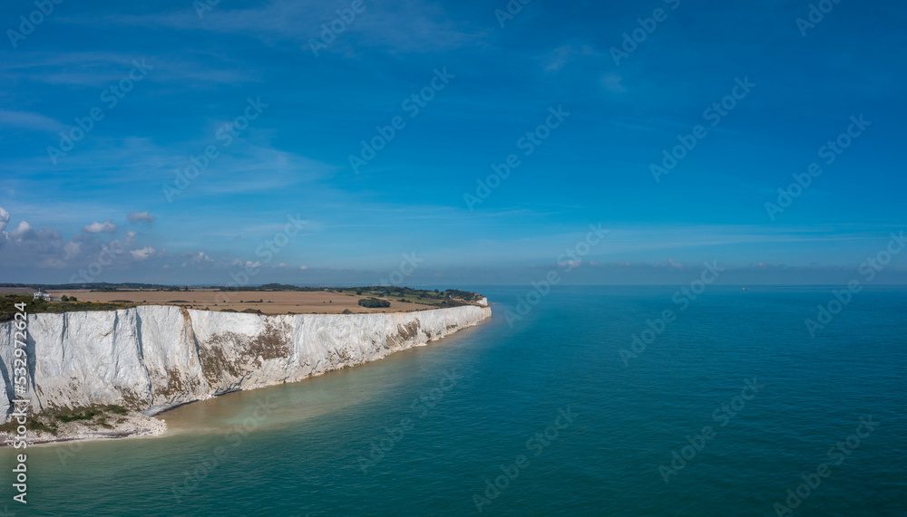 Sticker landscape view of the White Cliffs of Dover and the South Foreland on the English Channel