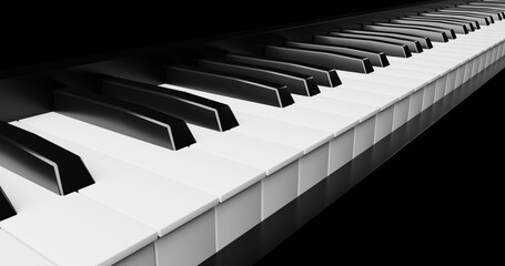 Naklejka premium piano keyboard 3d render made in blender piano floating in space