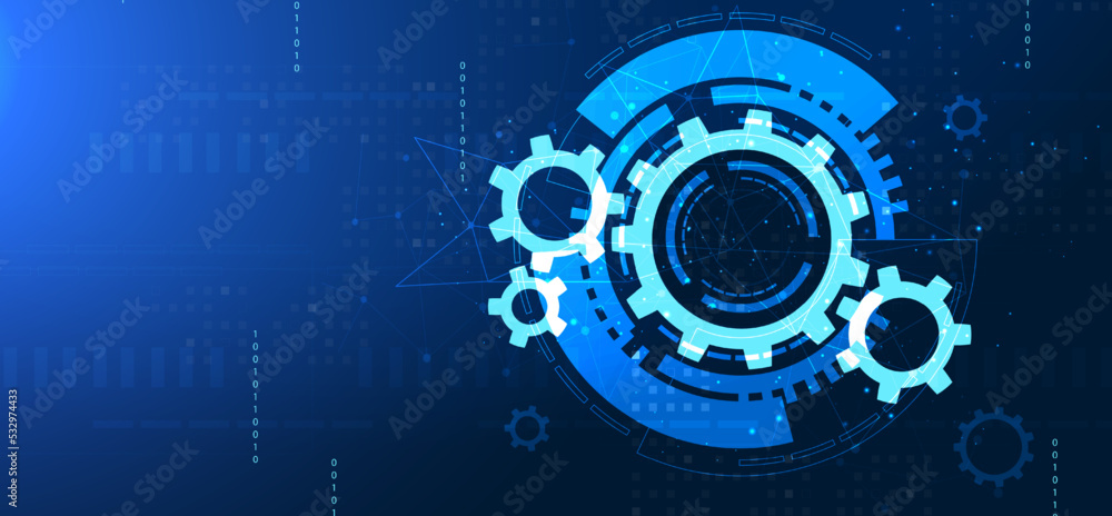 Poster abstract vector gears. frame of gear and gear mechanisms. engineering or mechanical technology conce
