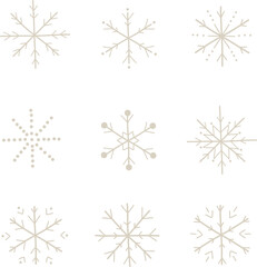 Christmas snowflakes vector set, snowflakes modern vector illustration for design, print, pattern, isolated on white background