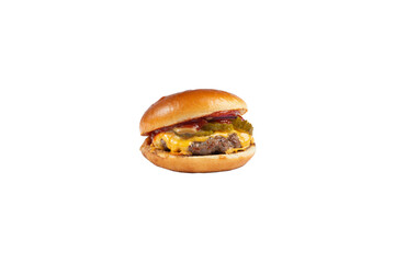 Perfect hamburger classic burger american cheeseburger with cheese. transparent.