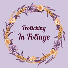 Wreath template with rustic fall foliage concept,watercolor style