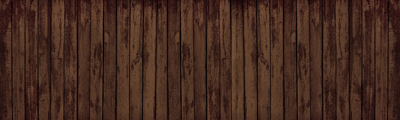 Brown old rough wood board grunge large texture. Dark wide rustic wooden background