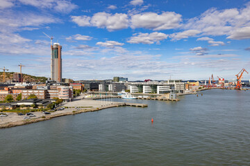 Obraz premium View of Gothenburg harbor with residential buildings and office buildings,Sweden,Scandinavia,Europe,