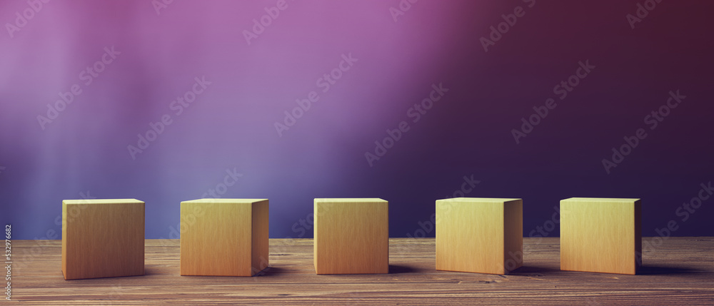 Aufkleber square blocks and cubes - geometric shapes - 3d render