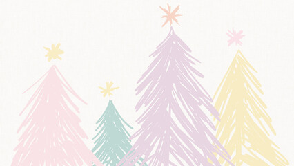 Christmas Trees in Pastel Colours 4k Wallpaper